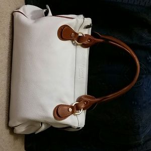 Valentina white pebbled leather tote